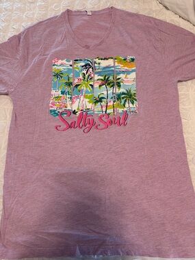 Salty Soul Women's Lavender Graphic V-Neck Tee